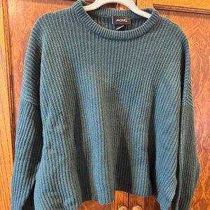 Monki Ribbed Knit Sweater – XL – Teal Green Cropped Pullover